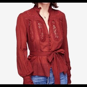 Free People Sweet Memories Crochet Blouse - Large